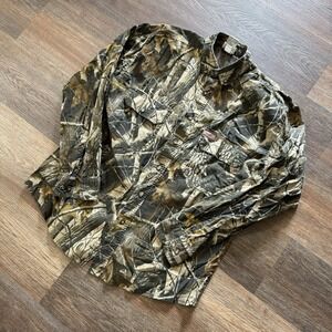 VTG Woolrich Realtree Hardwoods Camo Button Up Shirt Sz Medium Hunting Shirt Out